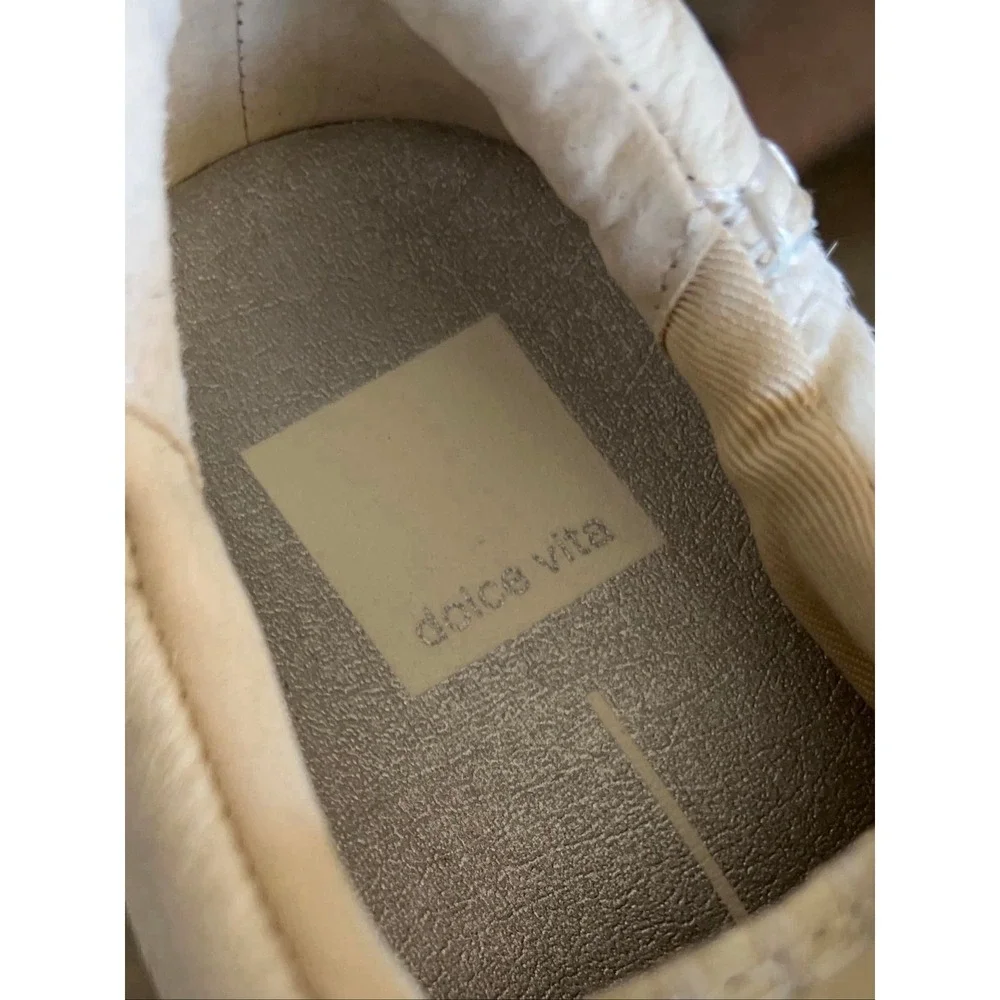 Dolce Vita Notice Stitch Sneakers Womens Size 8 Cream Leather / Calf Hair Shoes